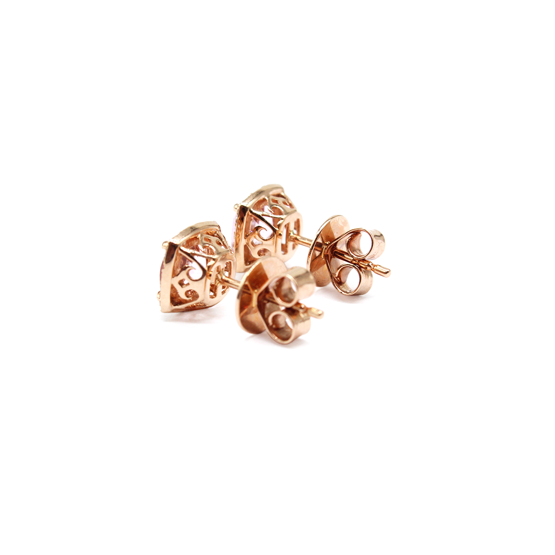 Earring - Pink Gold with Diamonds & Morganite