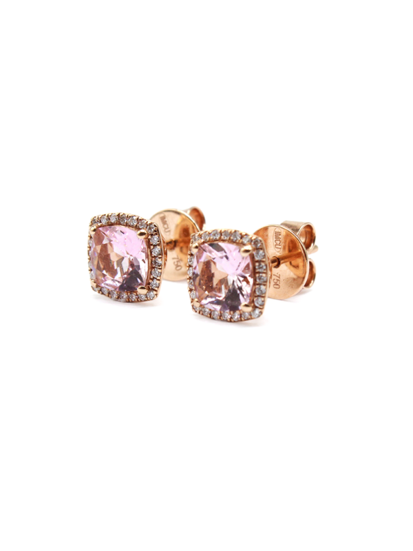Earring - Pink Gold with Diamonds & Morganite