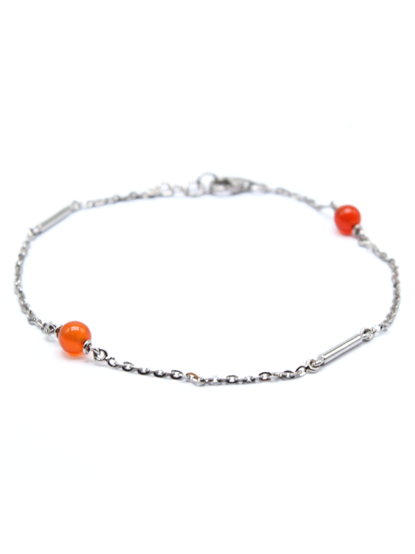 Bracelet - White Gold with Cornaline