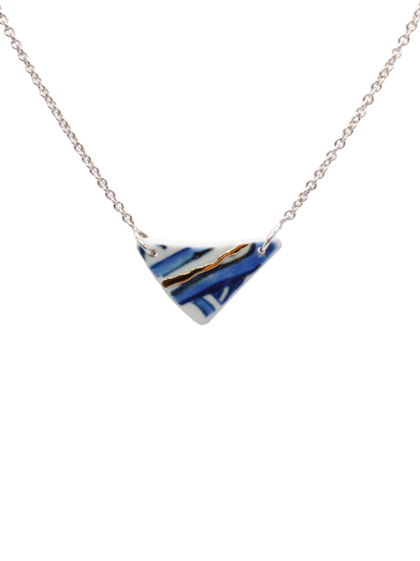Kintsugi -  Necklace Silver & Yellow Gold - Porcelain