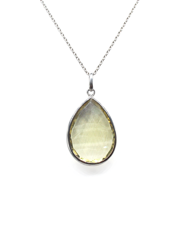 Pendant - White Gold with Lemon Quartz