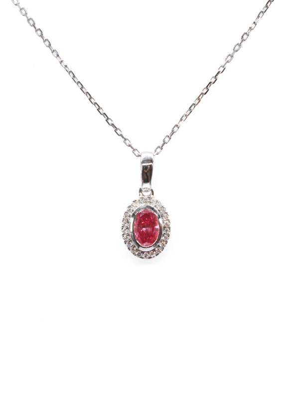 Pendant - White Gold with Natural Diamonds & Lab Pink Diamonds