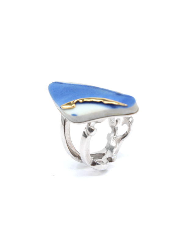 KIntsugi - Ring Yellow Gold & Silver - Porcelain