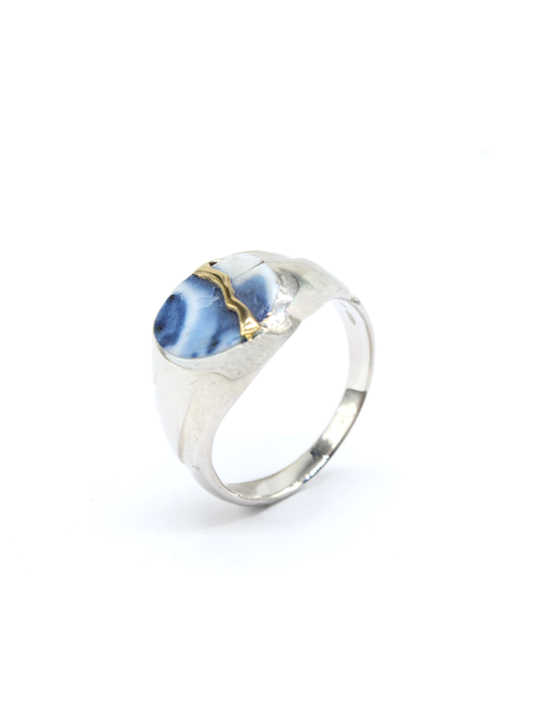 Kintsugi - Ring Yellow Gold & Silver - Porcelain