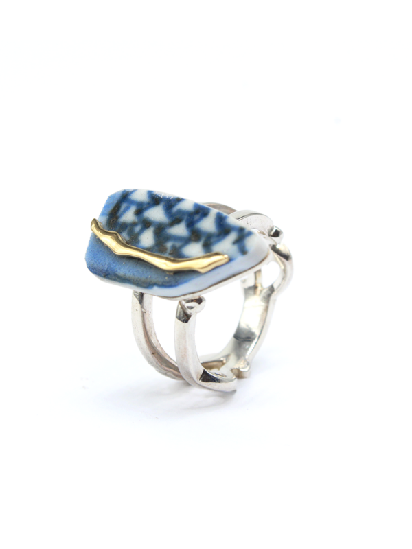 Kintsugi - Ring Yellow Gold & Silver - Porcelain
