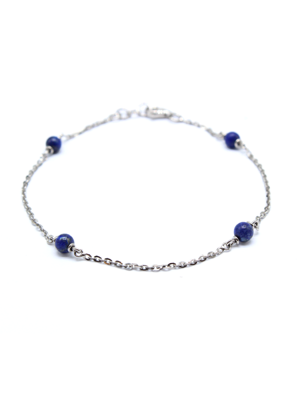 Bracelet - White Gold with Lapis Lazuli