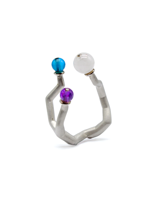 Ring - Koray Blue Agate, Amethyst and Pink Quartz