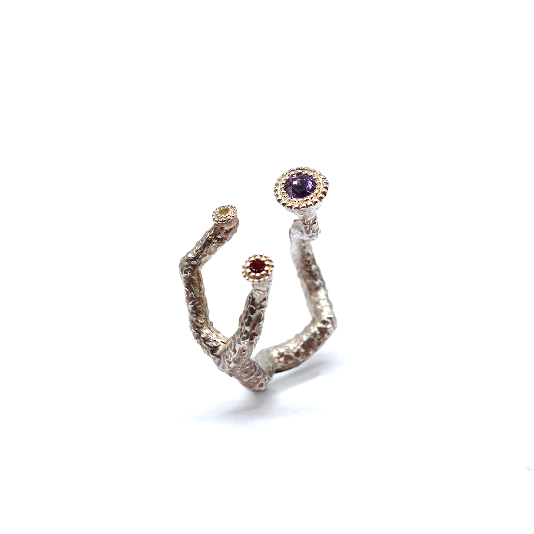 Ring - Koray Amethyst, Grenat and Yellow Sapphire on Silver