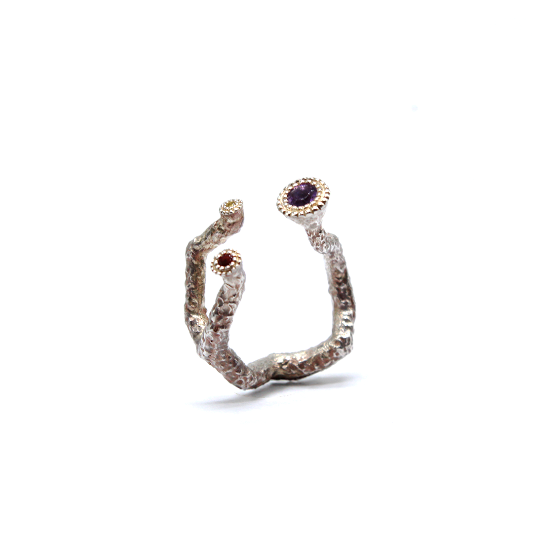 Ring - Koray Amethyst, Grenat and Yellow Sapphire on Silver