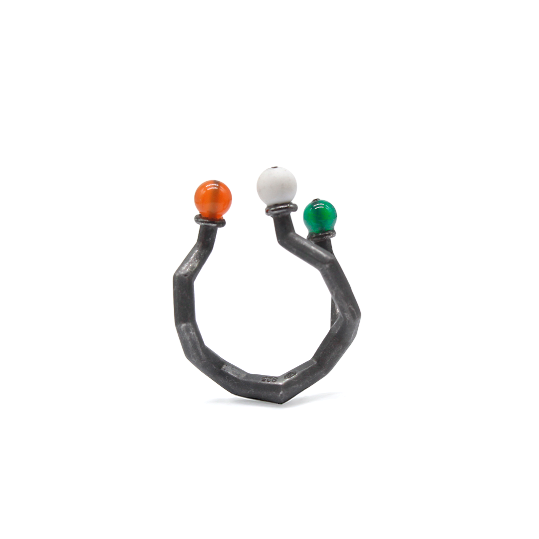 Ring - Koray with Tourmaline, Cornaline and Agate on Silver