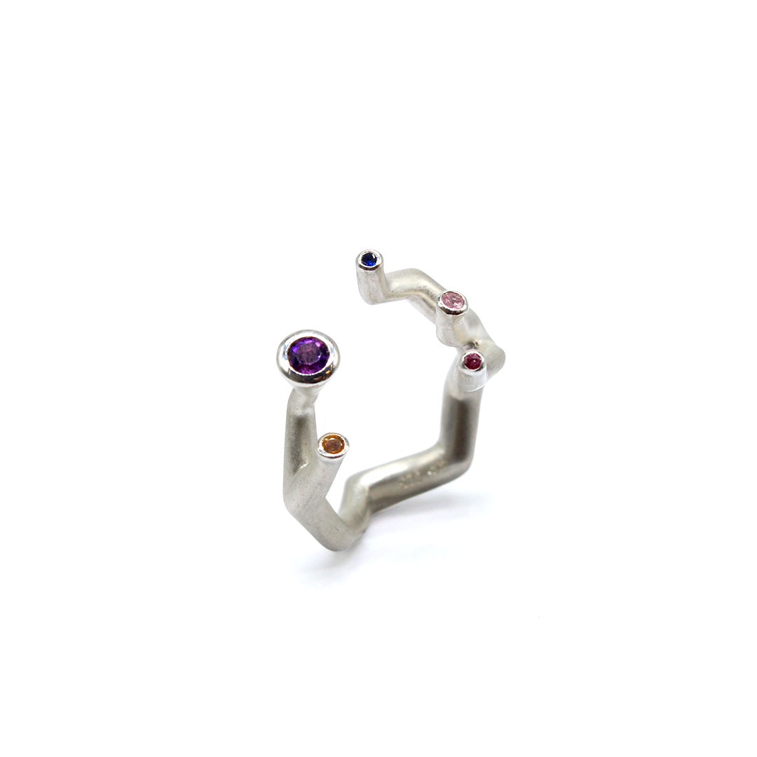 Ring - Koray Special Sapphires; Blue, Yellow and Pink with an Amethyst