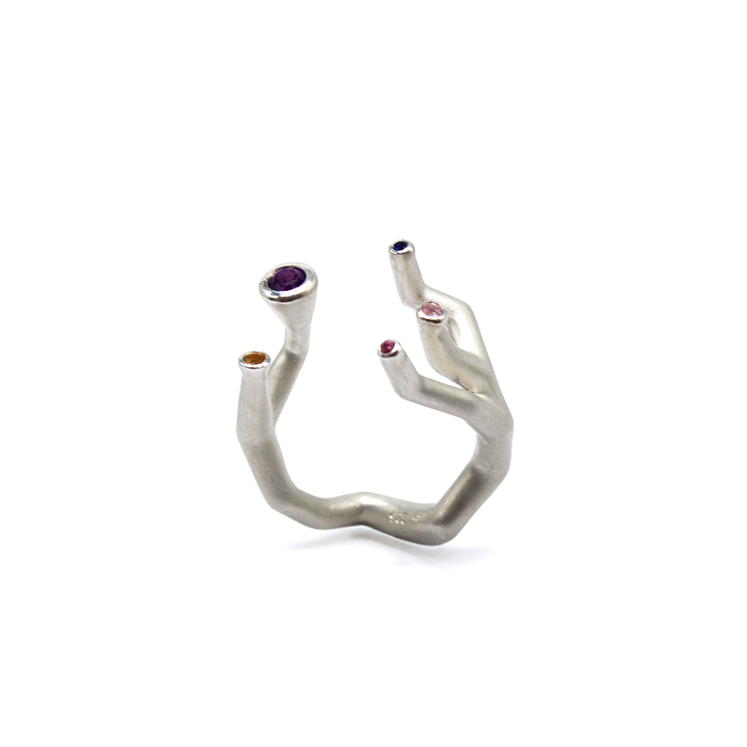 Ring - Koray Special Sapphires; Blue, Yellow and Pink with an Amethyst