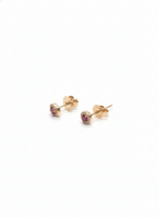 Earring - Yellow Gold with Diamonds & Ruby