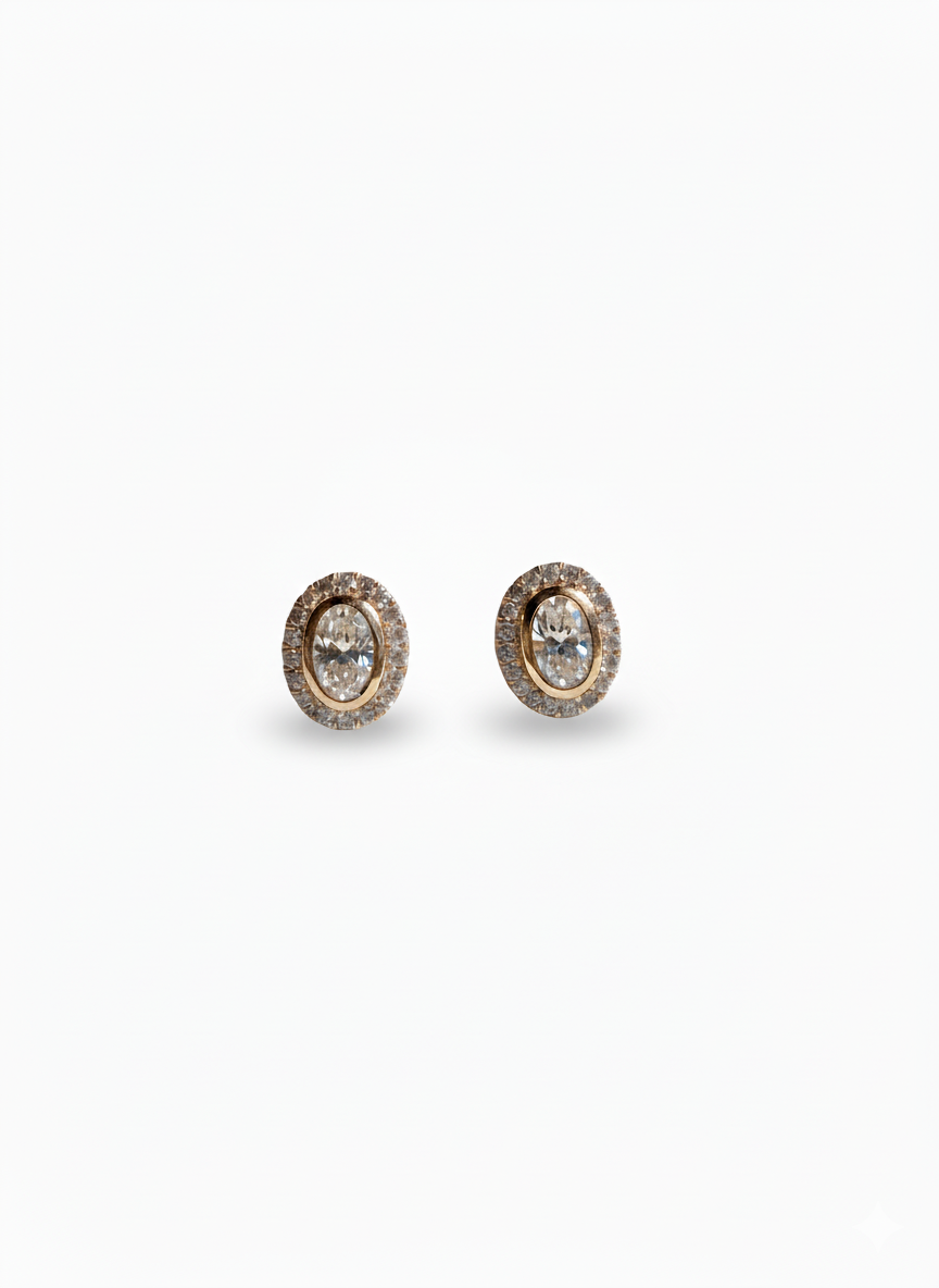 Earring - Yellow Gold with Natural Diamonds & Lab Diamonds