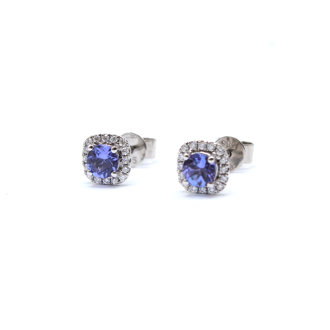 Earrings - Tanzanite Halo