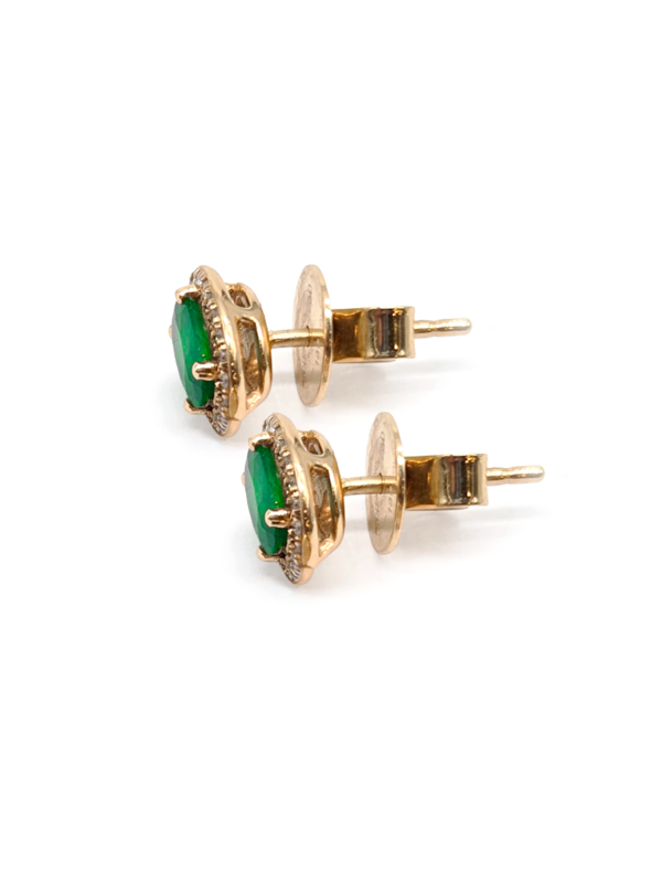 Earring - Yellow Gold with Diamonds & Emerald