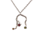 Necklace - Koray - Silver with Citrine Peridot et Grenat