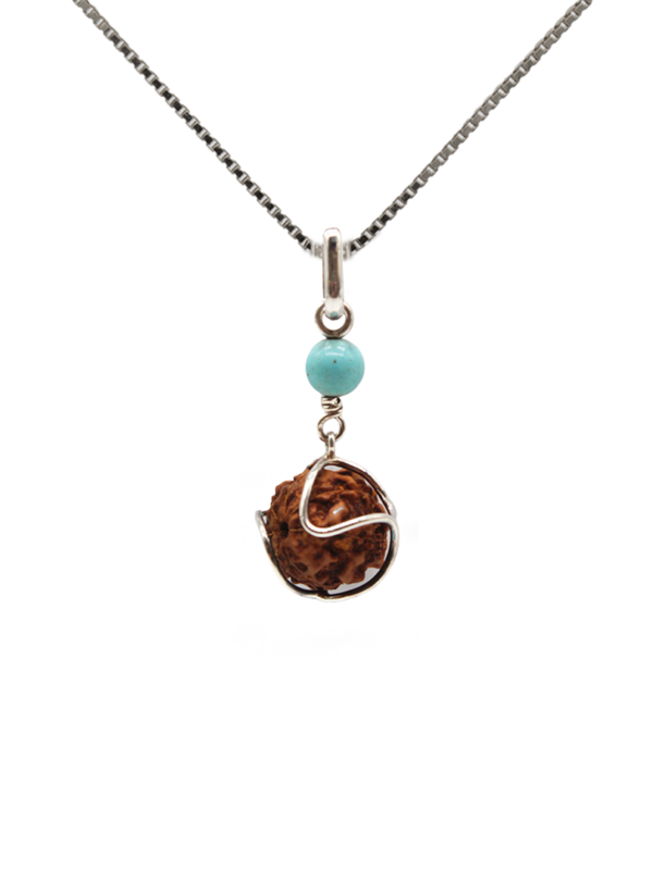 Pendant - Rudraksha with Turquoise