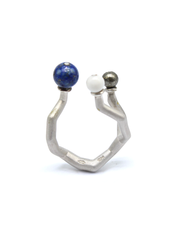 Ring - Koray - Silver with Howlite et Pyrite