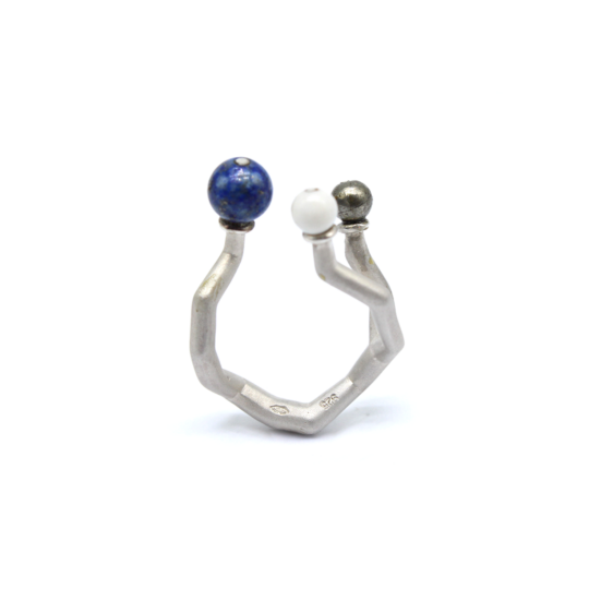 Ring - Koray - Silver with Howlite et Pyrite