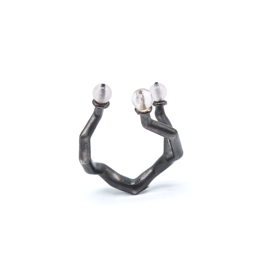 Ring - Koray - Silver with Quartz Rose