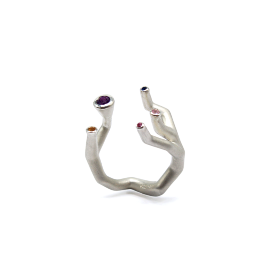 Ring - Koray Special Sapphires; Blue, Yellow and Pink with an Amethyst