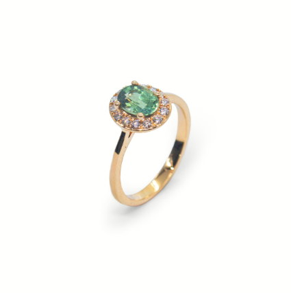 Ring - Green Sapphire with Diamonds